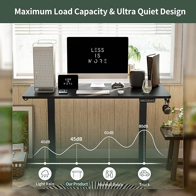 FEZIBO 48x24 Electric Height Adjustable Standing Desk Ergonomic Sit-Stand Home Office Workstation Black