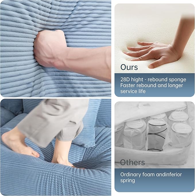 mikibama Modular Sectional Cloud Sofa CouchModern Roomy L-Shaped Corner Couch with Deep SeatConvertible Chenille Corner Sofas for Living RoomBedroomSmall Spaces