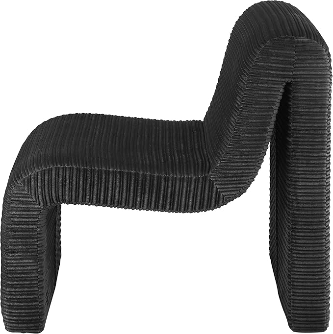 Coaster Home Furnishings - Drayton - Wood and Metal - Upholstered Armless Accent Chair with Sinuous Curves Ribbed Detailing and Foam Padding - Living Room - Black - 907526