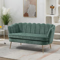 59 Wide Modern Boucle Loveseat Small Sofa Small Mini Room Couch 2-Seater Sofa with Gold Metal Legs for Space Office Studio Apartment Bedroom (Green)