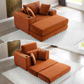 HANXIN 62 Chaise Lounge Chair Indoor Oversized Corduroy Boneless Convertible Chaise Lounge Couch Sleeper Chair with Ottoman Deep Seat Reading Chair No Assembly Required (Orange)