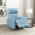 Lexicon Swivel Glider Reclining Chair Top Grain Leather Match Manual Pull Handle Recliner Comfy Nursery Glider Recliner Swivel Reclining Chair for Living Room/Office/Bedroom/Apartment Blue