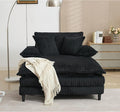 54.8 Oversized Chaise Lounge Chair Cozy Sleeper Sofabed Plush Corduroy Upholstered Cloud Lounge Sofa Daybed with Detachable Pillow Armrest and 4 Angles Adjustable Backrest