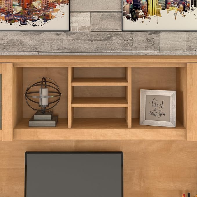 Bush Furniture Somerset 72W L Shaped Desk with Hutch in Maple Cross