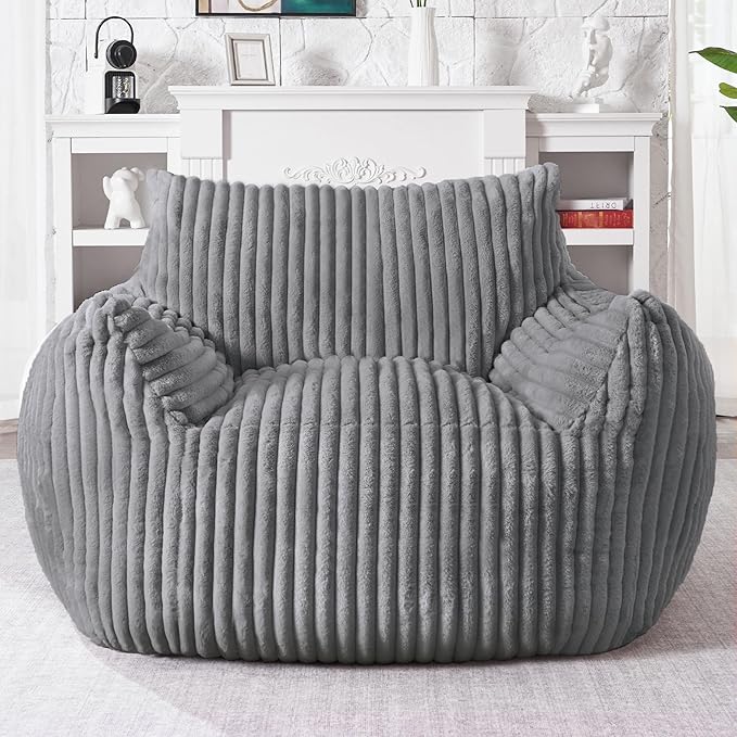HABUTWAY Comfy Floor Sofa Giant Plush Reading Chair Indoor Cozy Couch with Armrests Oversized Couch Upholstered Boneless Sofa Portable Cloud Couch Accent Chair for Living Room Bedroom(Light Grey)