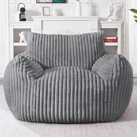 HABUTWAY Comfy Floor Sofa Giant Plush Reading Chair Indoor Cozy Couch with Armrests Oversized Couch Upholstered Boneless Sofa Portable Cloud Couch Accent Chair for Living Room Bedroom(Light Grey)