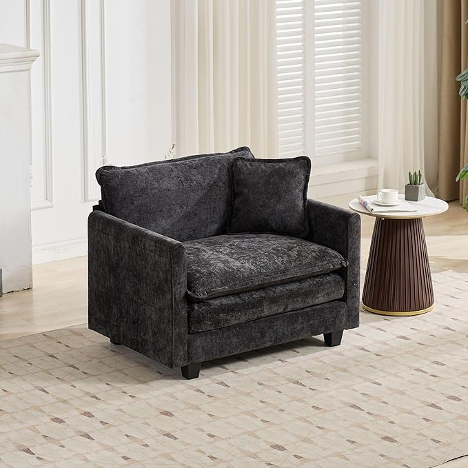 ERYE Single Cloud Cushion Chair Seat Modern Chenille Upholstered Accent Armchair for Living Room Bedroom and Office Pillow Included
