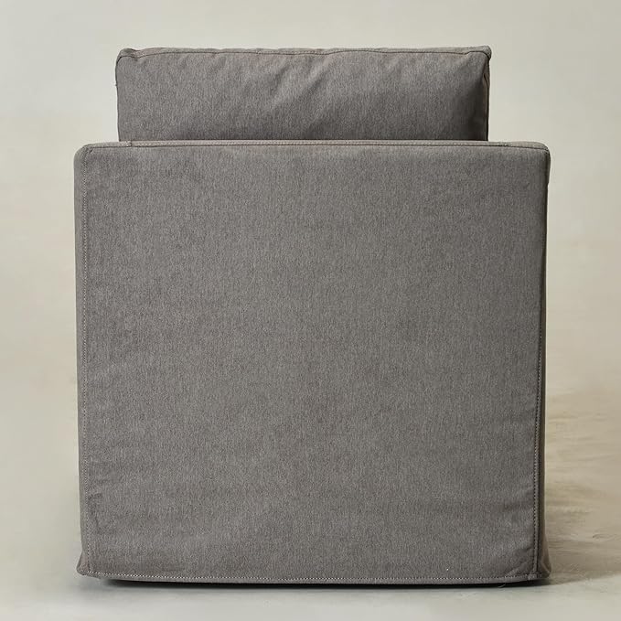 KINWELL 28 Wide Upholstered Down Fill Slipcovered Swivel Barrel Chair Modern Comfy Swivel Accent Chair with Pillow Back for Living Room Bedroom Fully Assembled (Slate Gray)