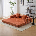 Convertible Floor Sofa Bed with Fixed-Shape Frame Modular Chenille Folding Mattress Couch with Armrest Floor Sofa Lounge Couch for Living Room Bedroom Lounge StudioBurnt Orange