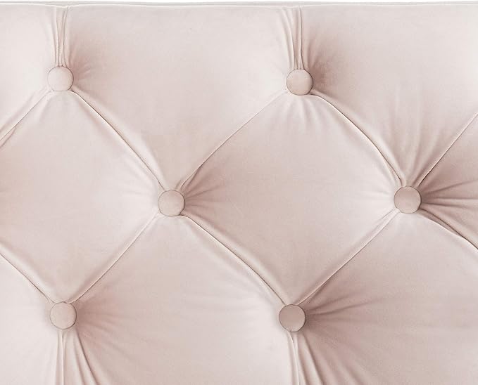 Safavieh Couture Home Vydia Glam Blush Pink Velvet and Gold Tufted Sofa
