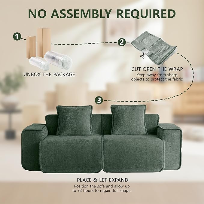 KEIKI 2Seat Modular Boneless Velvet Sofa Couch for Garden Home Home Office Style Conscious Nature Lovers Cozy Warm Perfect for Entertaining Relaxation Classic Refined Premium Design