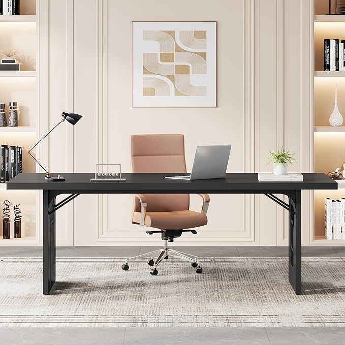 71 inch Large Simple Computer Desk Executive Office Desk Workstation Modern Study Writing Table Business Furniture for Home Office Black