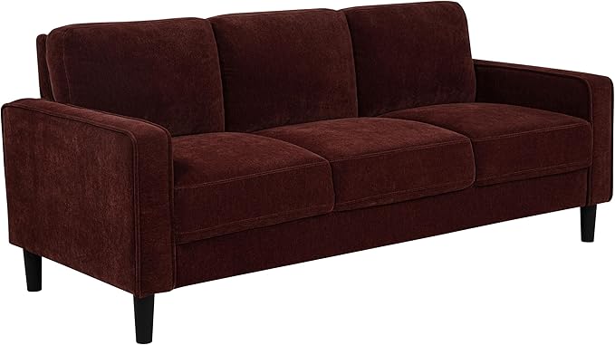 Coaster Home Furnishings - Ruth - Fabric - Upholstered Sofa with Slim Track Arms Attached Cushions Angled Legs - Transitional Style - Living Room - 77-Inch - Rust - 511211
