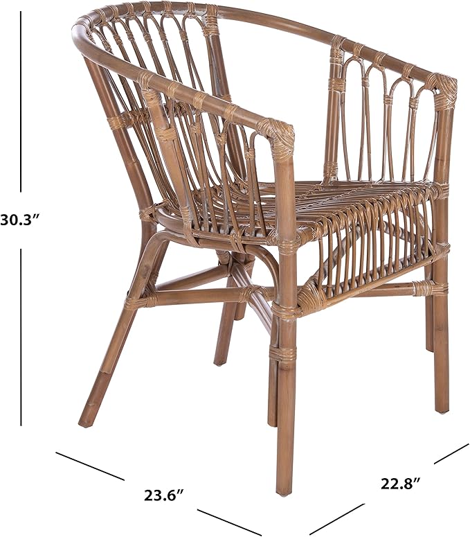 Safavieh Home Adriana Coastal Grey White Wash Rattan (Set of 2) Accent Chair (ACH6505D-SET2)