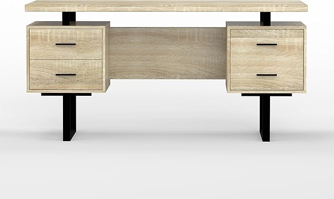 60'' Mariposa Home Office Computer Desk - Reclaimed White Oak Top Reclaimed White Oak Body Black Metal Black Hardware