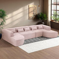 144 Oversized Sectional Couches for Living Room Modern Luxury Chenille 5-Seater Sofa Deep Seat Curved Cloud Couch Modular Sofa with Chaise Lounges &amp 5 Pillows No Assembly Required (Pink)