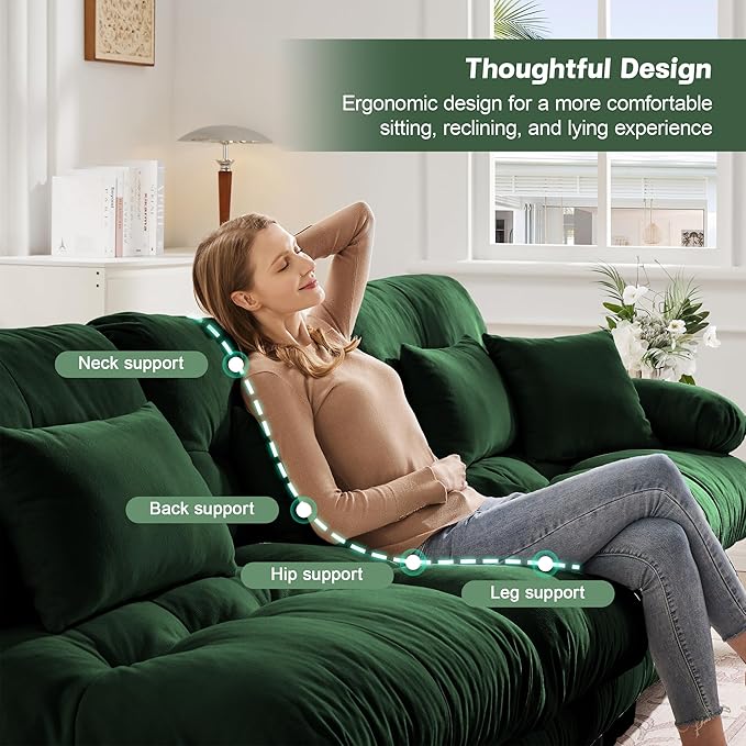 94.4'' Loveseat Sectional Couch Sofa Memory Foam Chenille Cloud Sofa with Pillow Deep Seat Sectional Couch for Small Spaces Studio Apartment Game Room Small Living Room