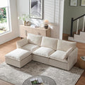 93'' Cloud Modular Sectional Couch with Convertible Removable Ottoman Oversized L Shape Sofa Deep Seat Sofa with Throw Pillows for Living Room Bedroom Apartment (Beige)