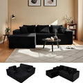 YDN 110 Boneless Couch Sofa Sectional Couches for Living Room Cloud Couch with Chaise Modular L Shaped Sofa Set Left Facing Chaise Black