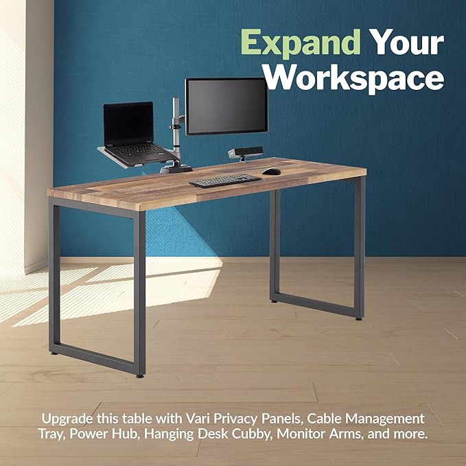 Vari Table 60x30 - Modern Computer Desk with Durable Laminate Finish and Slim Legs - Ideal for Gaming Home or Office - Stand-Alone Workstation or Corner Side Table - Reclaimed Wood