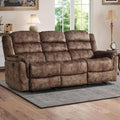 EBELLO Reclining Sofa for Living Room Extra Wide Modern Overstuffed 3 Seat Recliner Manual Sofa Chair Breathable Soft Fabric and Padded Seat Brown