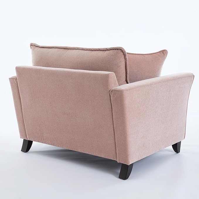 Chenille Fabric Oversized Armchair Modern Accent Chair Single Sofa with 2 Pillows and Washable Covers for Living Room Bedroom Office Apartment (Pink-46.9'')