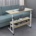 Moblie Standing Computer Workstation with Wheels for Bedroom Home Office with Storage Layers Height Adjustable Sofa Desk - 4 Locking Wheels Writing Tray