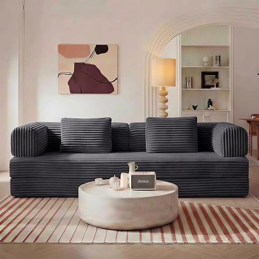 Convertible Sleeper Sofa Bed Folding Floor Mattress Couch with Fixed-Shape Frame Futon Boneless Couch Lounge Loveseat with Pull Out Bed No Assembly Required Black