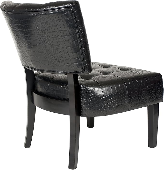 Roundhill Furniture Blended Leather Tufted Accent Chair with Oversized Seating Textured Black