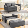 SEJOV 6-in-1 Convertible Sofa Bed 58 Loveseat Sleeper Sofas with Pull Out Couch Bed Removable Backrest Storage Pockets and 2 Pillows Modern Folding Linen Futon Couch for Small Spaces Gray