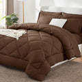 CozyLux Queen Comforter Set Brown - Bed in a Bag Queen Size 7 Pieces Luxury Soft Bed Set for All Seasons Bedding Set with Down Alternative Comforter Sheets Pillowcases &amp Shams