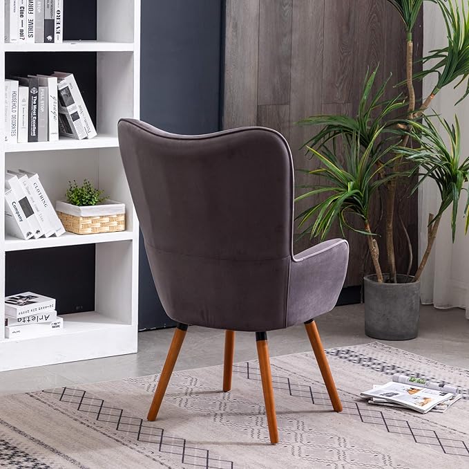 Roundhill Furniture Doarnin Contemporary Silky Velvet Tufted Button Back Accent Chair Gray