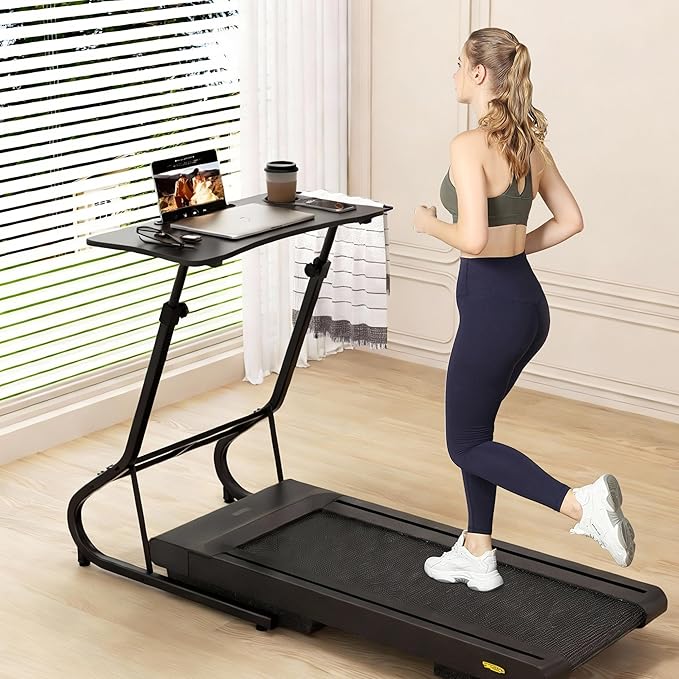 GRLEAF Adjustable Height Standing Desk for Walking Pad Treadmill Desk for Laptop with Cup Holder Desks for Bike/Cycling Used for Bedrooms and Offices (Black)