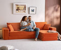LINSY HOME Oversized Convertible Sofa Bed with 2 Pillows &amp Ottoman Corduroy Boneless Couch Folding Modular Sleeper Sofa L Shaped Couch Floor Sofa for Living Room Apartment Upgrade Backrest (Ora