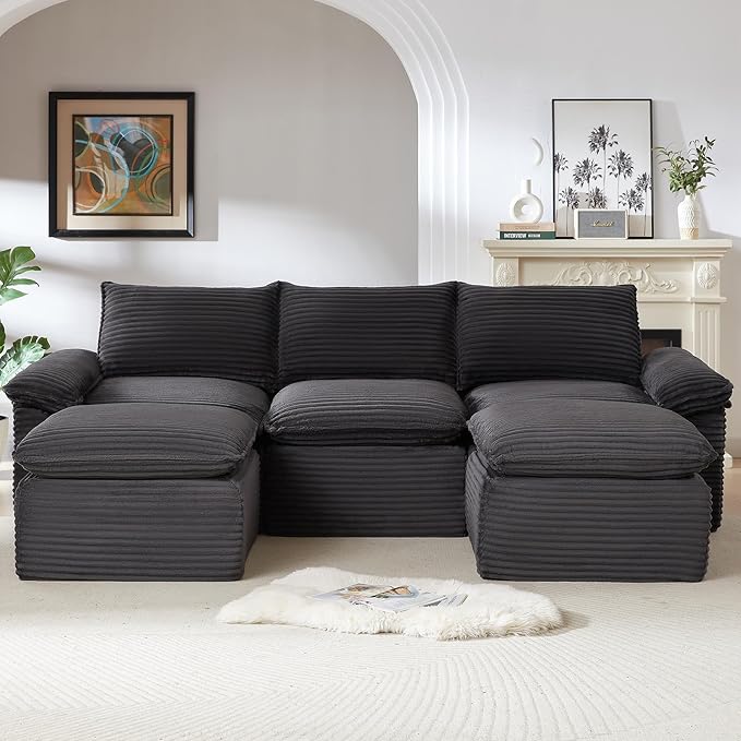 111 Cloud Sectional Couches for Living RoomConvertible Boneless U Shaped Couch with Ottomans Modern Modular Sectional SofaOversizedDeep Gray