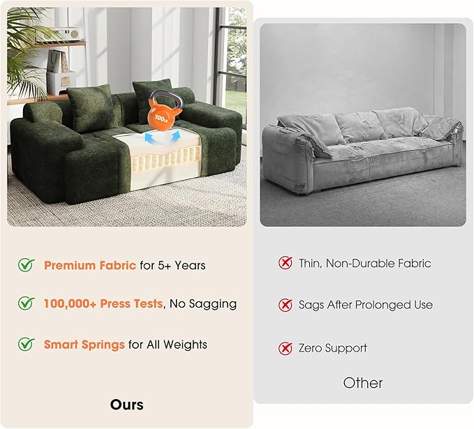 83.5 Modular Sectional Sofa Luxury 32.6 Deep Seat Cozy Cloud Couch L-Shaped Boneless Couches for Living Room Apartment Bedroom No Assembly Required(Green) | 17 Thickened Seat Super Soft Seat