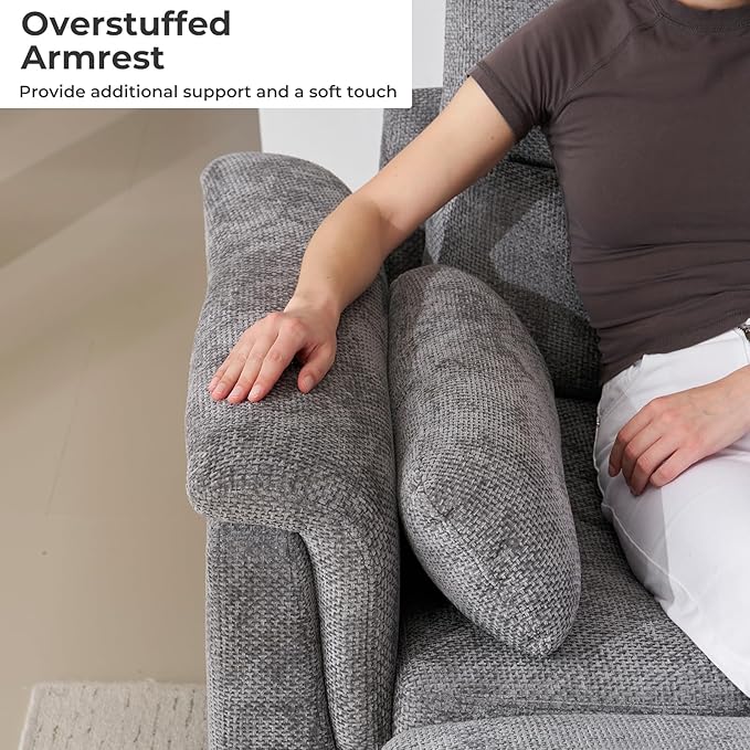 103'' L Shaped Couch Cloud Modular Sectional Sofa with Storage Extra Deep Seat Modern Chenille Sofa with Chaise Throw Pillows 4 Seat Convertible Sectional Couches for Living Room Grey