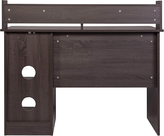OneSpace Essential Computer Desk Modern Office Desk with Hutch and Pull-Out Keyboard Tray Grey Oak