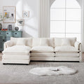 GNIXUU 112 L Shaped Sectional Sofa Cloud Couch for Living Room Oversized Modular Sectional Sofa with Movable Ottoman 4 Seat Chenille Deep Seat Sofa Set with Double Cushion &amp Pillows Beige