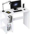 SHW 38-Inch Home Office Computer Desk with Shelves White