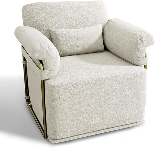 MASAKA B&ampW Classic Square Swivel Recliner Chair Manual Rocking Recliner- Upholstered Living Room Rocker for Living Room &amp Small Spaces