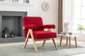 Leisure Chair with Solid Wood Armrest and Feet Mid-Century Modern Accent Chair for Living Room Bedroom Studio Chair
