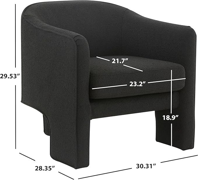 SAFAVIEH Couture Collection Londyn Glam Black Boucle Accent Chair for Living Room Home Office Study Bedroom (Fully Assembled)