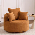 40” Orange Round Swivel Chair with 3 Pillows &amp Thick Cushion Oversized 360° Swivel Accent Chair Modern Boucle Armchair for Nursery Living Room Bedroom Club