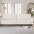 Vipbear 88 Loveseat Sofa - Cream White Comfy Corduroy with Spring Cushion Solid Wood Frame Modern Deep Seat Bedroom &amp Living Room Office Couch