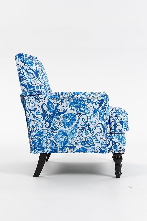 Modern Comfortable Reading ChairElegance Classic ArmchairRefined Stylish Decorative Chair for ApartmentLiving RoomBedroomReception AreaBlue and White Stripes