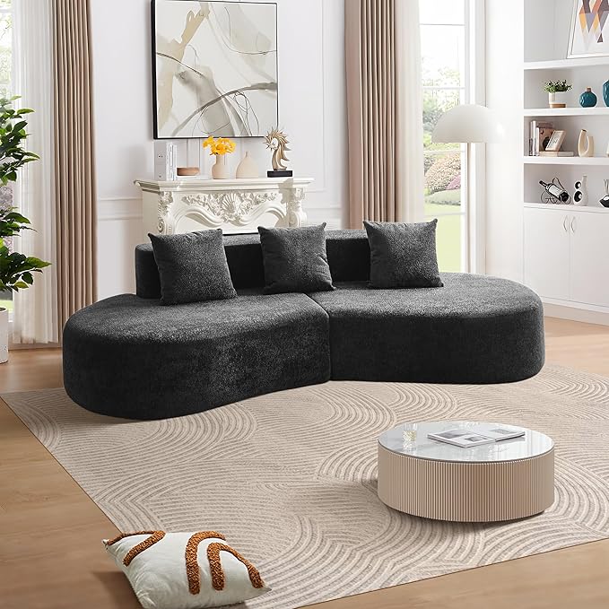 109 Modern Curved Sofa Raindrop Velvet Fabric 5 Seater Curved Shaped Sectional Couch for Living Room Bedroom Office No Assembly