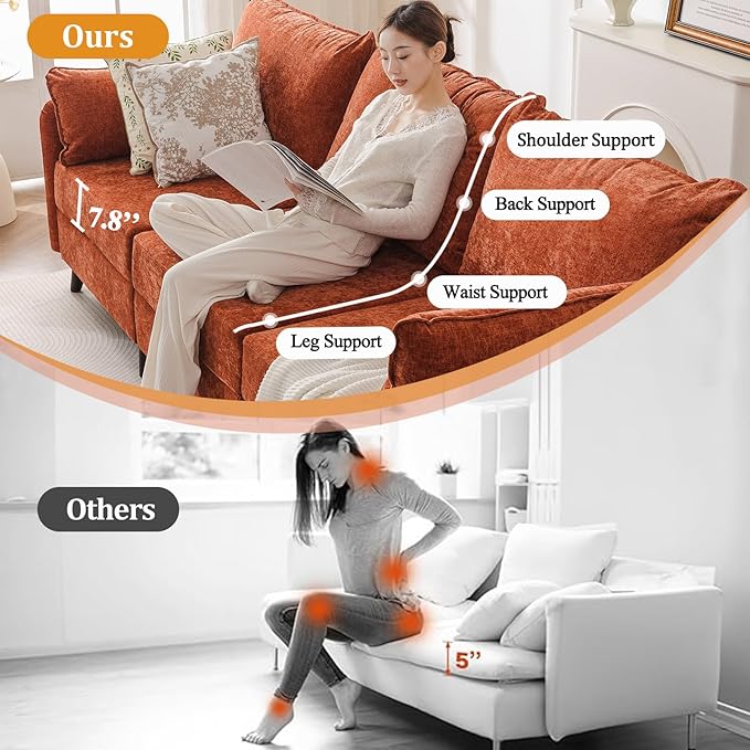 135'' Modular Sectional Sofa with All Seats StorageOversized 4-Seater Comfy Cloud Couches with Deep SeatBig Couch for Living RoomBedroomVeletOrange