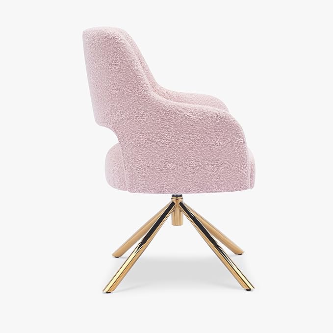 WestinTrends Genevieve Mid-Century Modern Wide Boucle Swivel Accent Arm Chair Dusty Peach