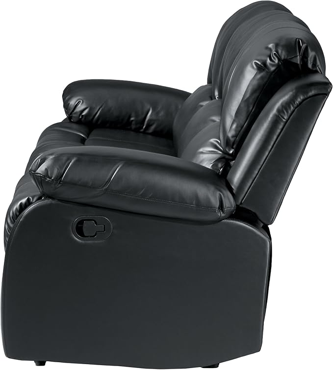 Homelegance Resonance 83 Bonded Leather Double Reclining Sofa Black